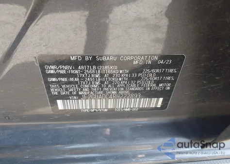 2024 Subaru Crosstrek Premium из США, поврежденный, VIN JF2GUADC4RH222893